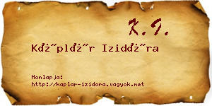 Káplár Izidóra névjegykártya